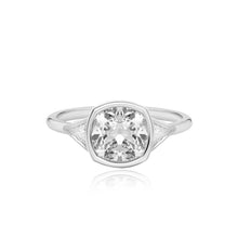 Load image into Gallery viewer, Bezel Diamond Trillion Side Stones Engagement Ring
