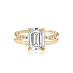 Diamond Double Pave and Gold Band Engagement Ring