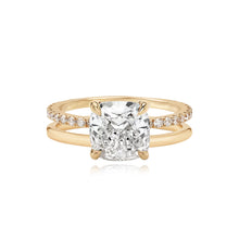 Load image into Gallery viewer, Large Diamond Double Pave Gold Band Engagement Ring
