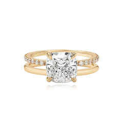 Diamond Double Pave and Gold Band Engagement Ring