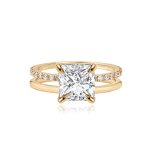 Load image into Gallery viewer, Large Diamond Double Pave Gold Band Engagement Ring
