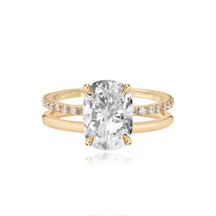 Diamond Double Pave and Gold Band Engagement Ring