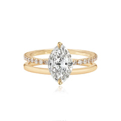 Diamond Double Pave and Gold Band Engagement Ring