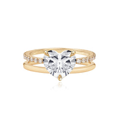 Diamond Double Pave and Gold Band Engagement Ring