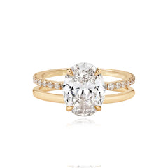 Diamond Double Pave and Gold Band Engagement Ring