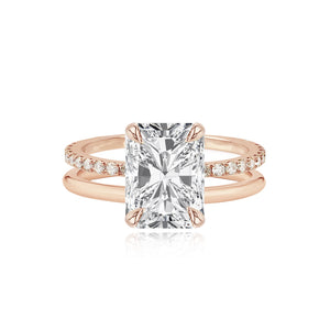 Diamond Double Pave and Gold Band Engagement Ring