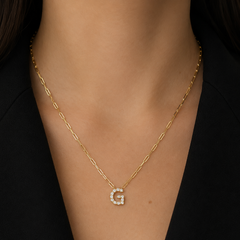 Large Diamond Initial Necklace