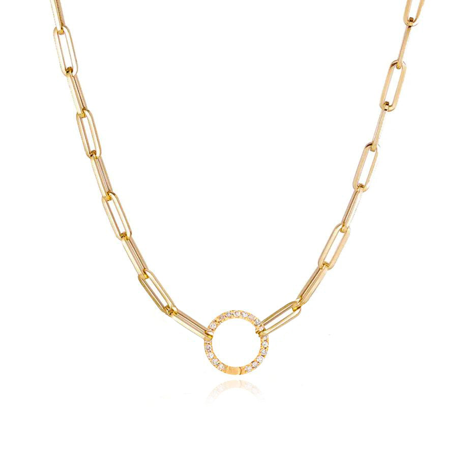 Diamond Clasp Paperclip Necklace
