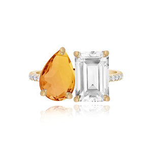 Large Two-Gemstones Ring