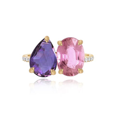 Large Two-Gemstones Ring