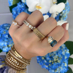 Large Two-Gemstones Gold Ring