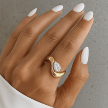 Load image into Gallery viewer, Stackable Dome Solitaire Diamond Wave Ring
