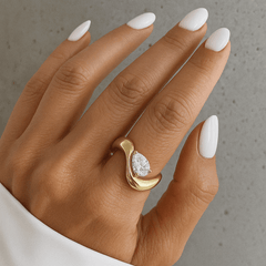 Stackable Dome Solitaire Diamond Wave Ring