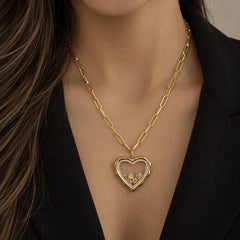 Wavy Heart Glass Locket Charm
