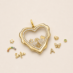 Wavy Heart Glass Locket Charm