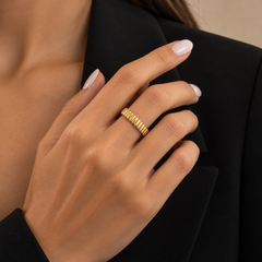 Thin Striped Gold Ring