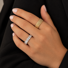 Half Emerald Half Oval Diamond Eternity Ring