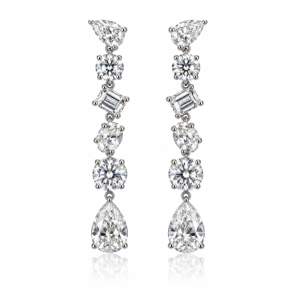 Multi-Shape Lab Diamond Cascade Earrings