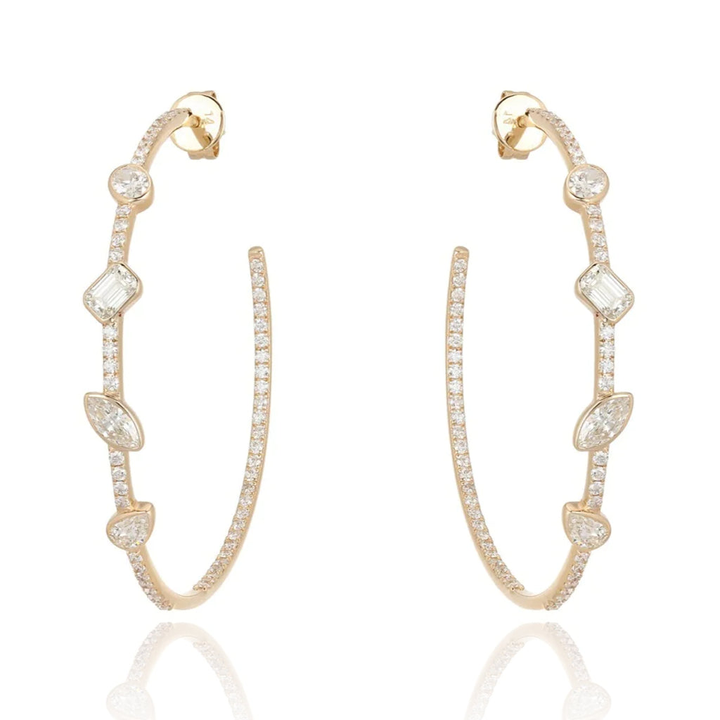 Multi Shape Pave Hoop Earrings – Alev Jewelry