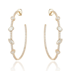 Multi Shape Pave Hoop Earrings