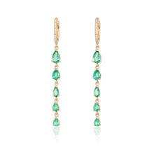 Load image into Gallery viewer, Drop Down Emerald Earrings
