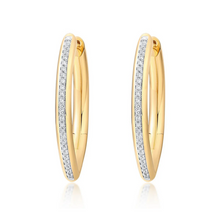 Load image into Gallery viewer, Diamond Line Gold Hoops
