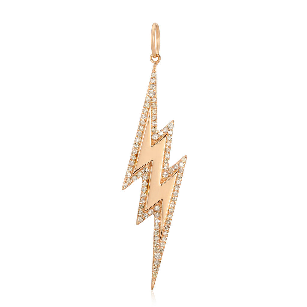 Modern Outline Pave Lightning Bolt