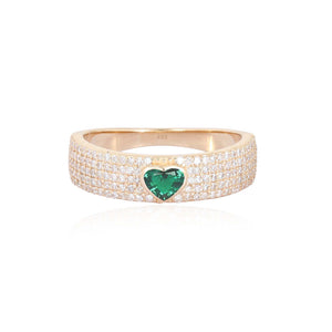 Solitaire Gemstone Thick Pave Ring