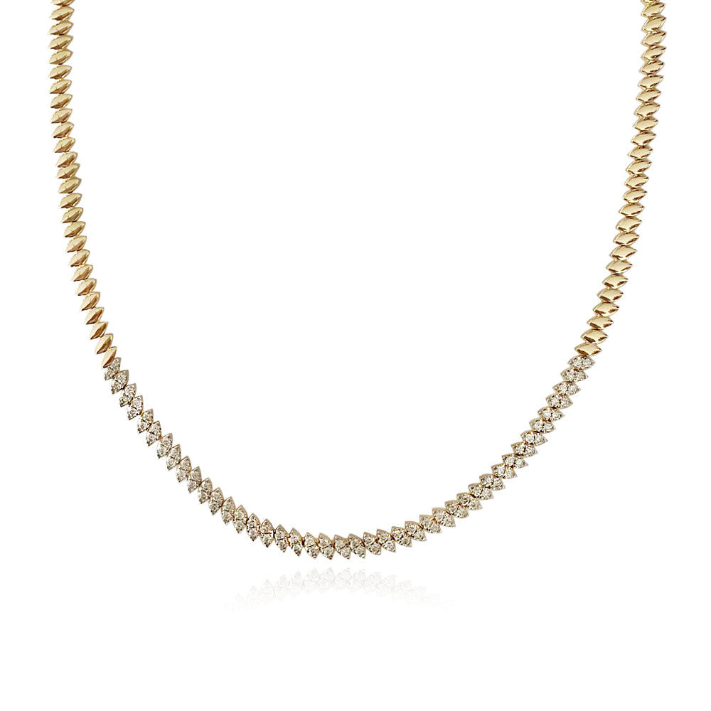 Marquise Ilusion Tilted Pave Golden Necklace