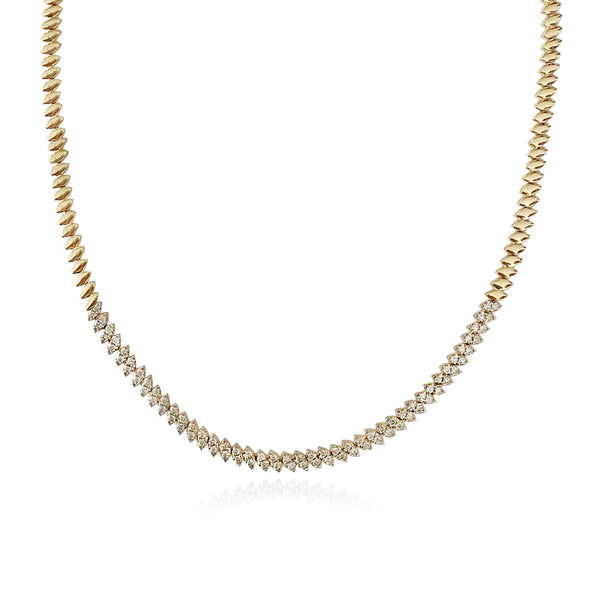 Marquise Illusion Tilted Pave Golden Necklace