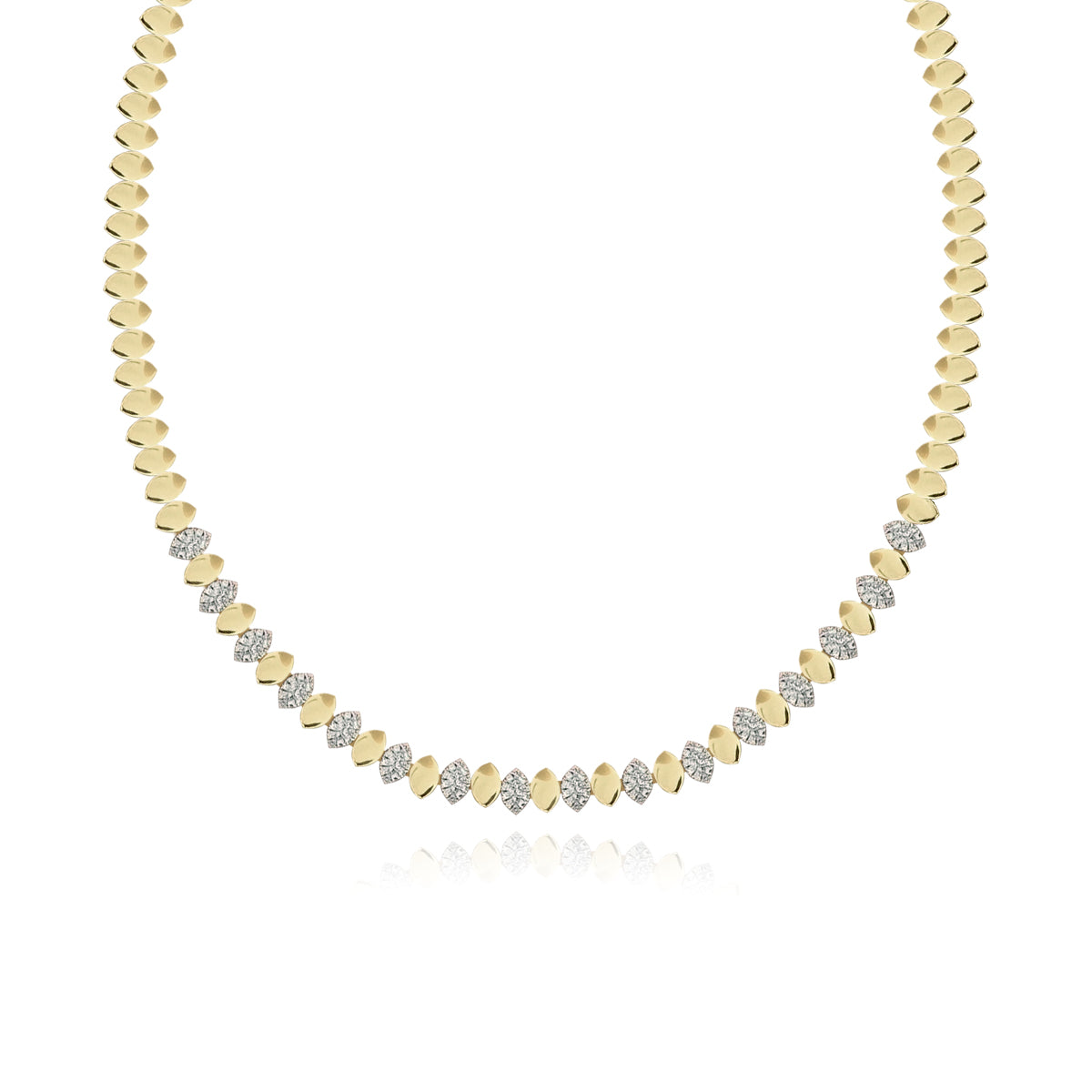Marquise Shaped Pave and Golden Necklace