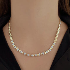 Marquise Shaped Pave and Golden Necklace