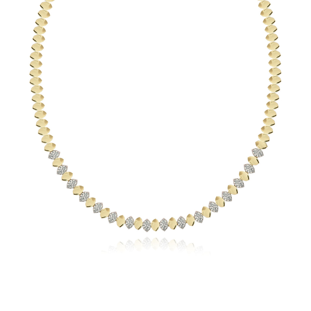 Marquise Shaped Pave and Golden Necklace
