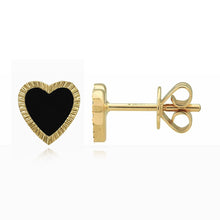 Load image into Gallery viewer, Medium Fluted Outline Stone Heart Studs

