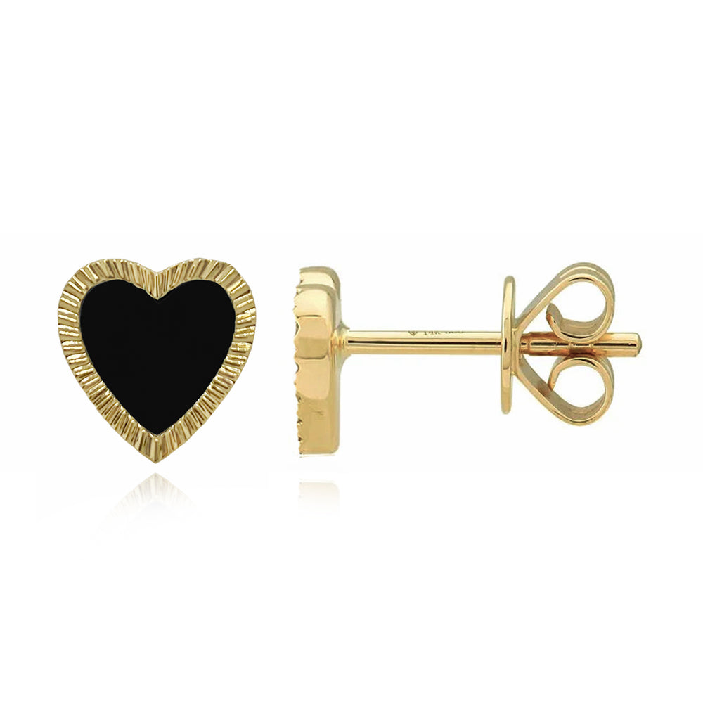 Medium Fluted Outline Stone Heart Studs