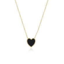 Load image into Gallery viewer, Medium Pave Outline Stone Heart Necklace
