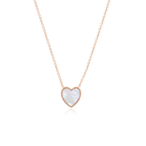 Medium Pave Outline Stone Heart Necklace