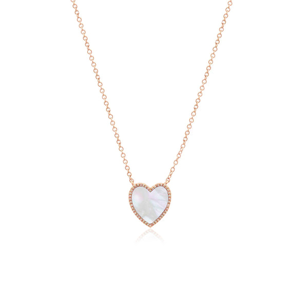Medium Pave Outline Stone Heart Necklace