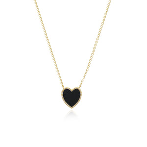 Medium Pave Outline Stone Heart Necklace
