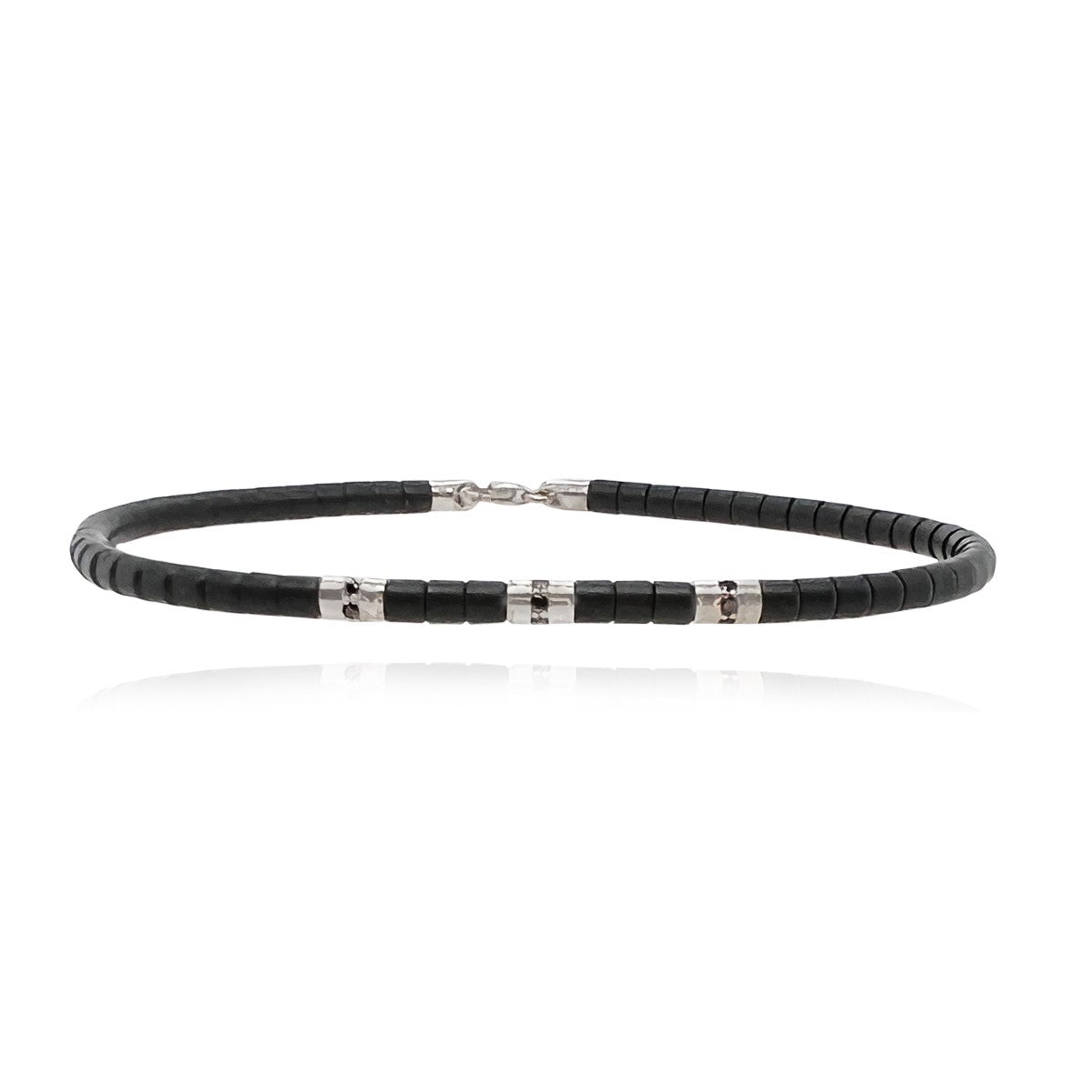 Thin Ceramic Black Diamonds Gold Bracelet