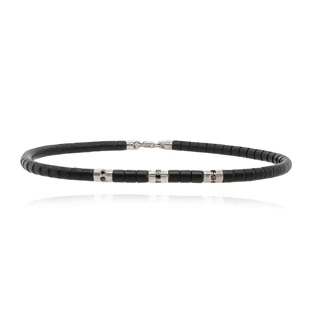 Thin Ceramic Black Diamonds Gold Bracelet