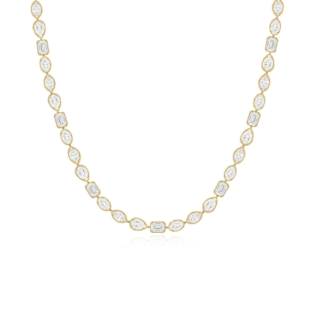 Multi Shape Bezel Lab Diamond Bar-Linked Tennis Necklace