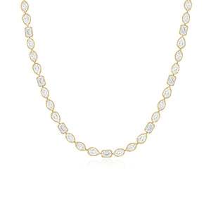 Multi Shape Bezel Lab Diamond Bar-Linked Tennis Necklace