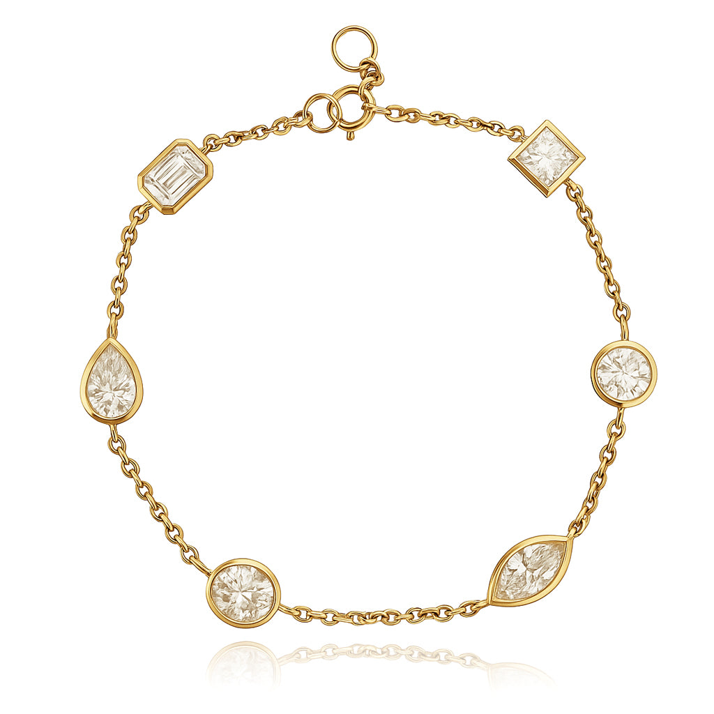 Multi Shape Lab Diamond Bezel Bracelet