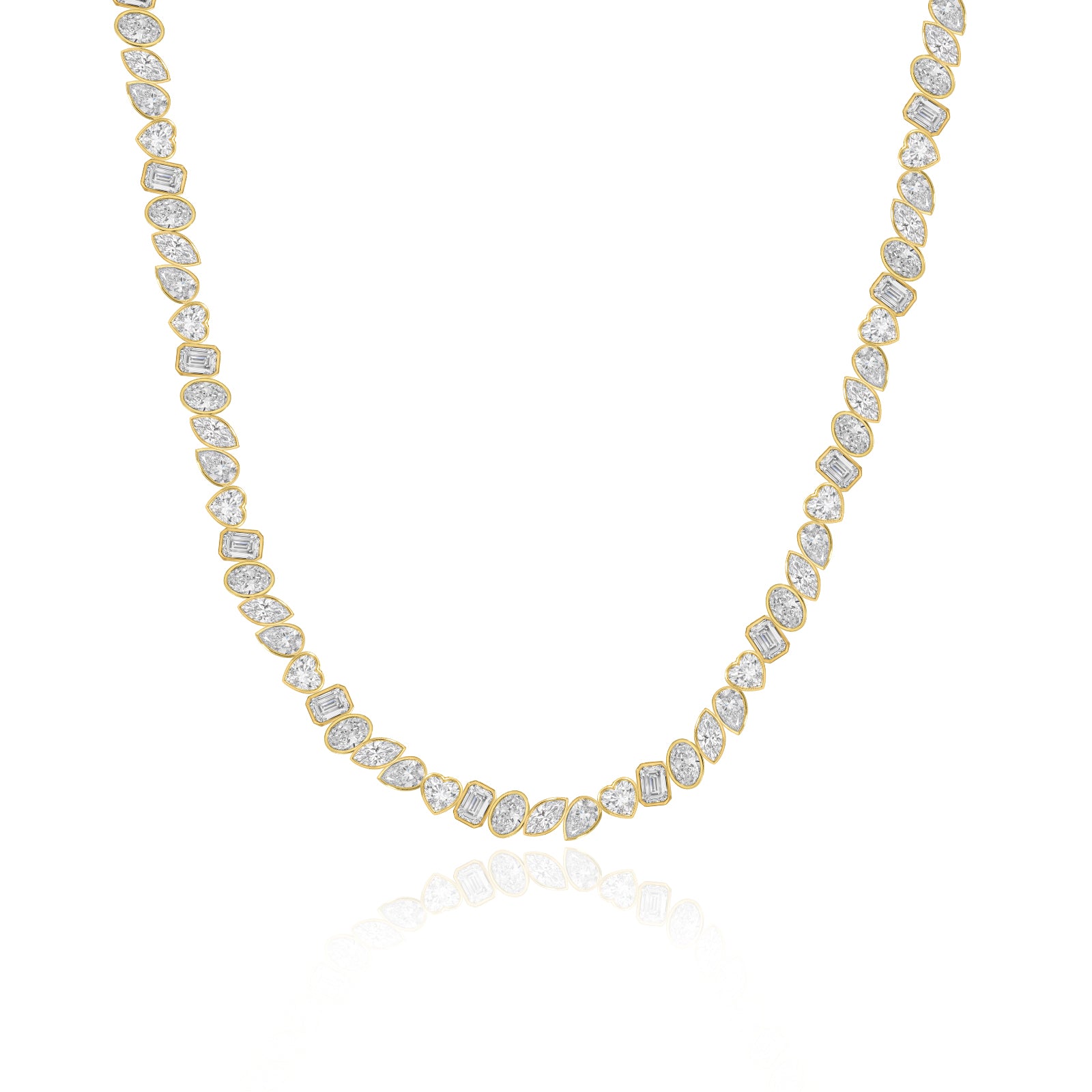 Multi Shape Bezel Diamond Tennis Necklace