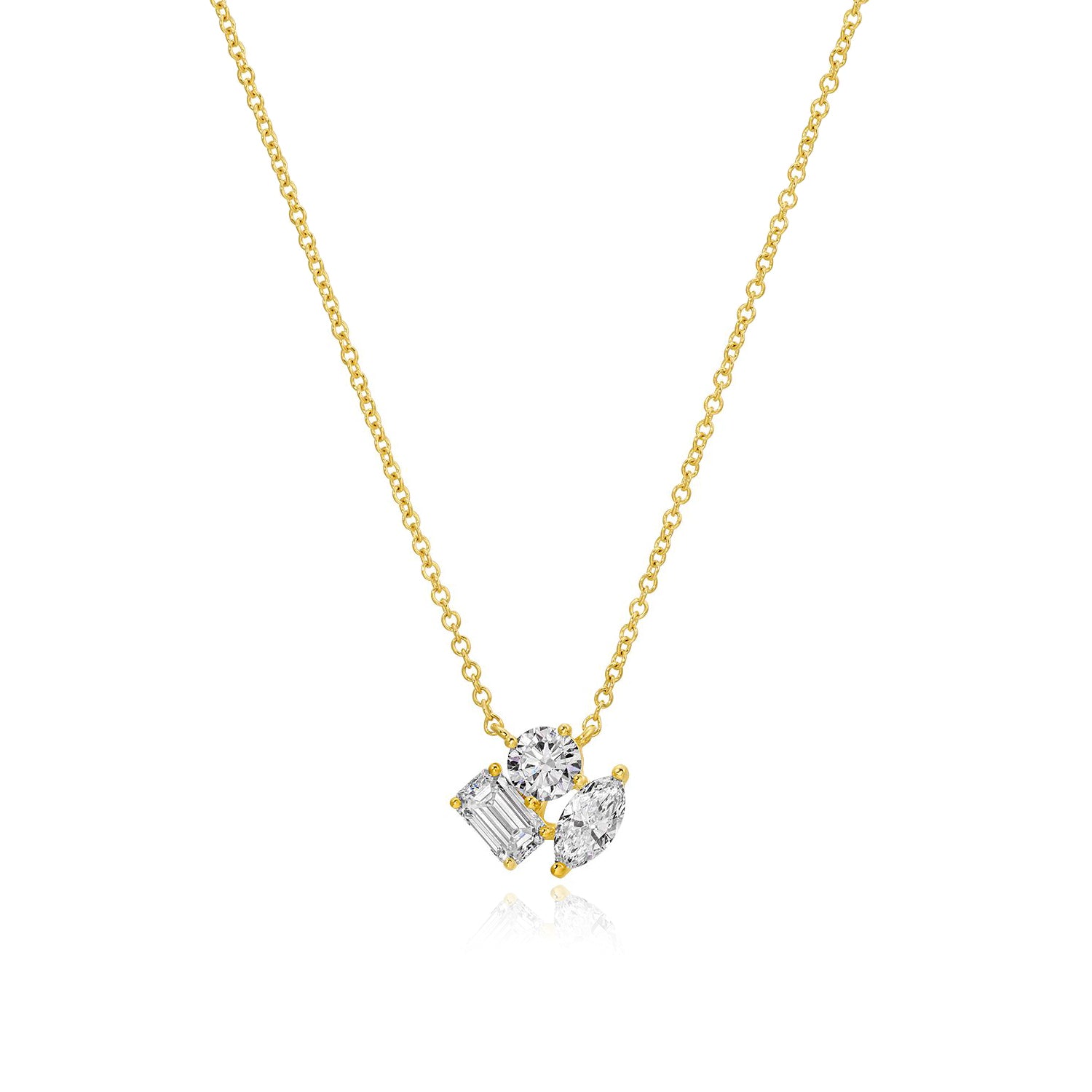 Multi Shape Three Diamond Necklace