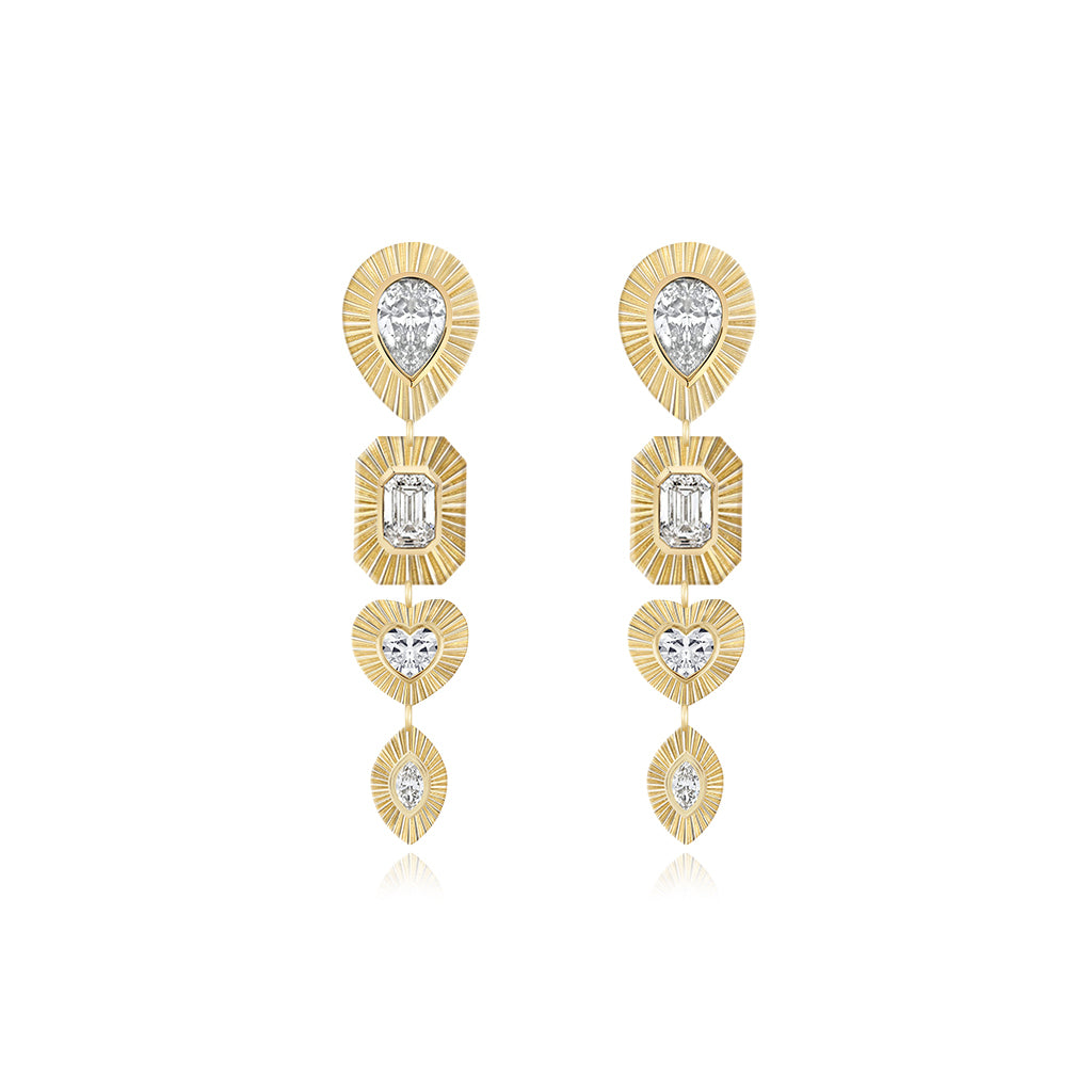 Multi Shape Lab Drop Fluted Earrings