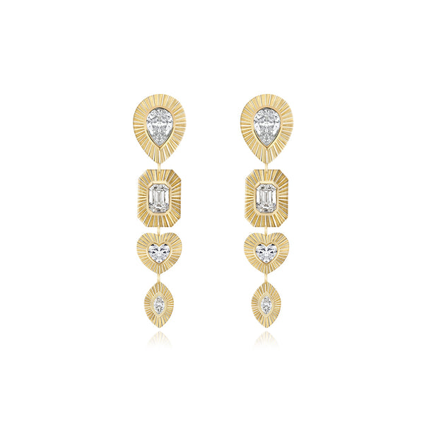 Multi Shape Lab Drop Fluted Earrings