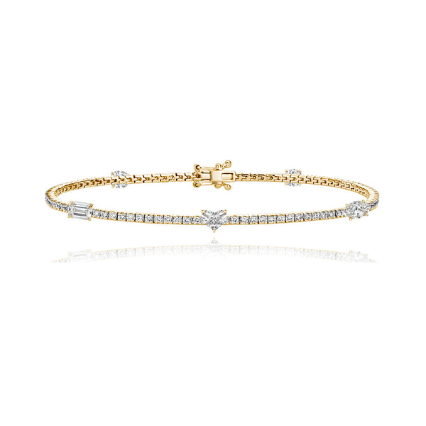 Five Multi Shape Diamond Tennis Bracelet