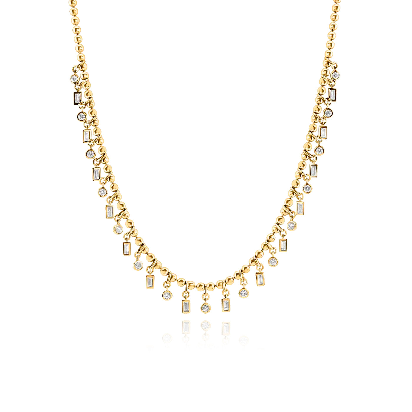 Dangling Multi Shape Bezel Ball Chain